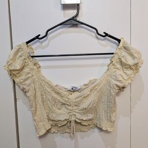 Princess Polly Cream Ruched Crop Top Boho Cottagecore Prairiecore